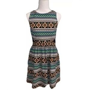 Monteau Aztec Print Sleeveless Lined Dress mesh & lined size large